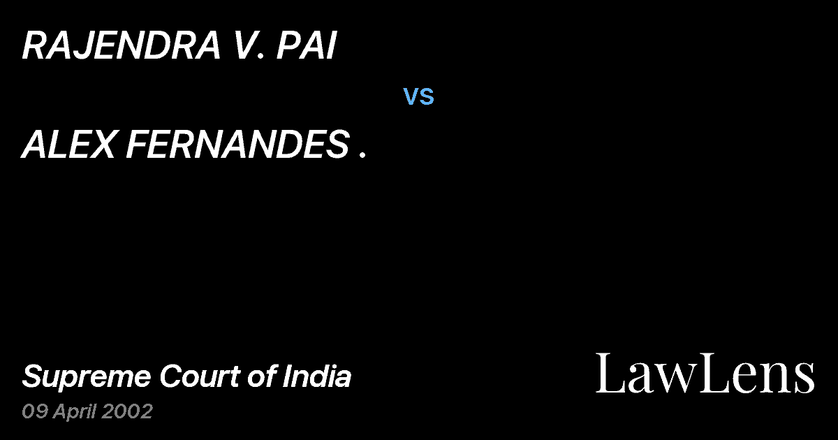 Preview image for RAJENDRA V. PAI vs. ALEX FERNANDES .
