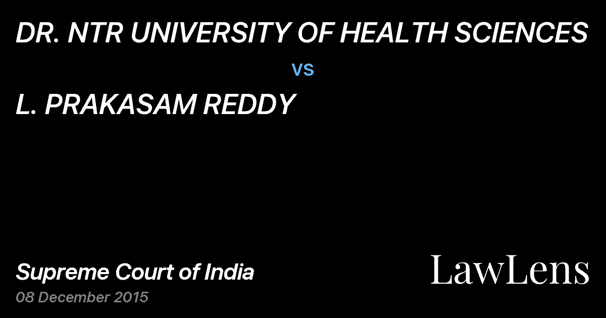 Preview image for DR. NTR UNIVERSITY OF HEALTH SCIENCES vs. L. PRAKASAM REDDY