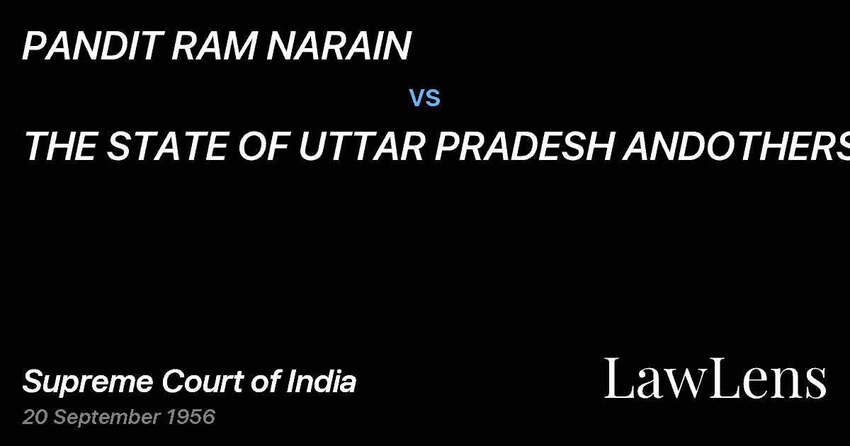 Preview image for PANDIT RAM NARAIN vs. THE STATE OF UTTAR PRADESH ANDOTHERS.