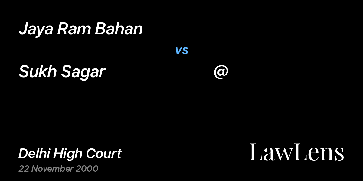 Preview image for Jaya Ram Bahan vs. Sukh Sagar                            @