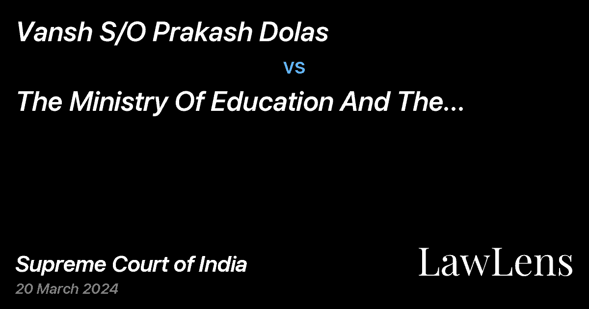 Preview image for Vansh S/O Prakash Dolas vs. The Ministry Of Education And The Ministry Of Health And Family Welfare