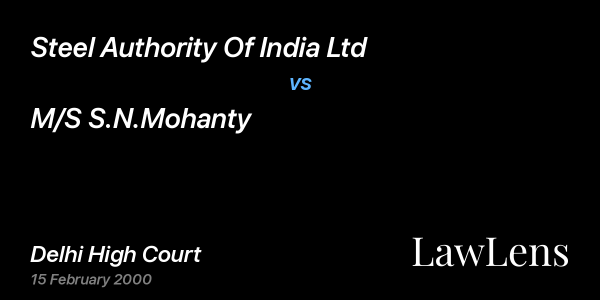 Preview image for Steel Authority Of India Ltd vs. M/S S.N.Mohanty