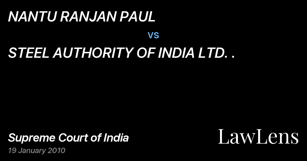 Preview image for NANTU RANJAN PAUL vs. STEEL AUTHORITY OF INDIA LTD. .