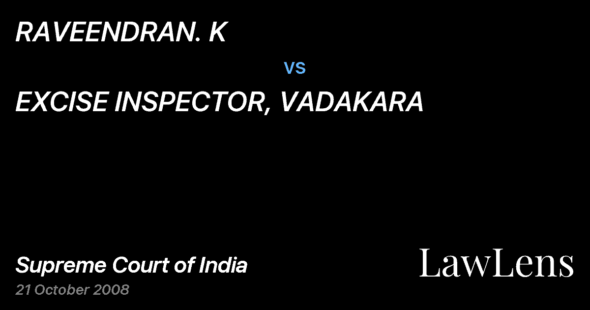 Preview image for RAVEENDRAN. K vs. EXCISE INSPECTOR, VADAKARA