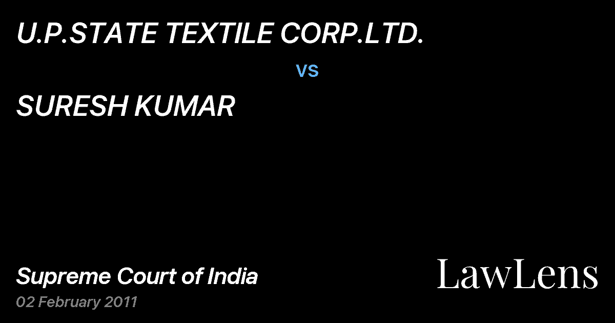Preview image for U.P.STATE TEXTILE CORP.LTD. vs. SURESH KUMAR