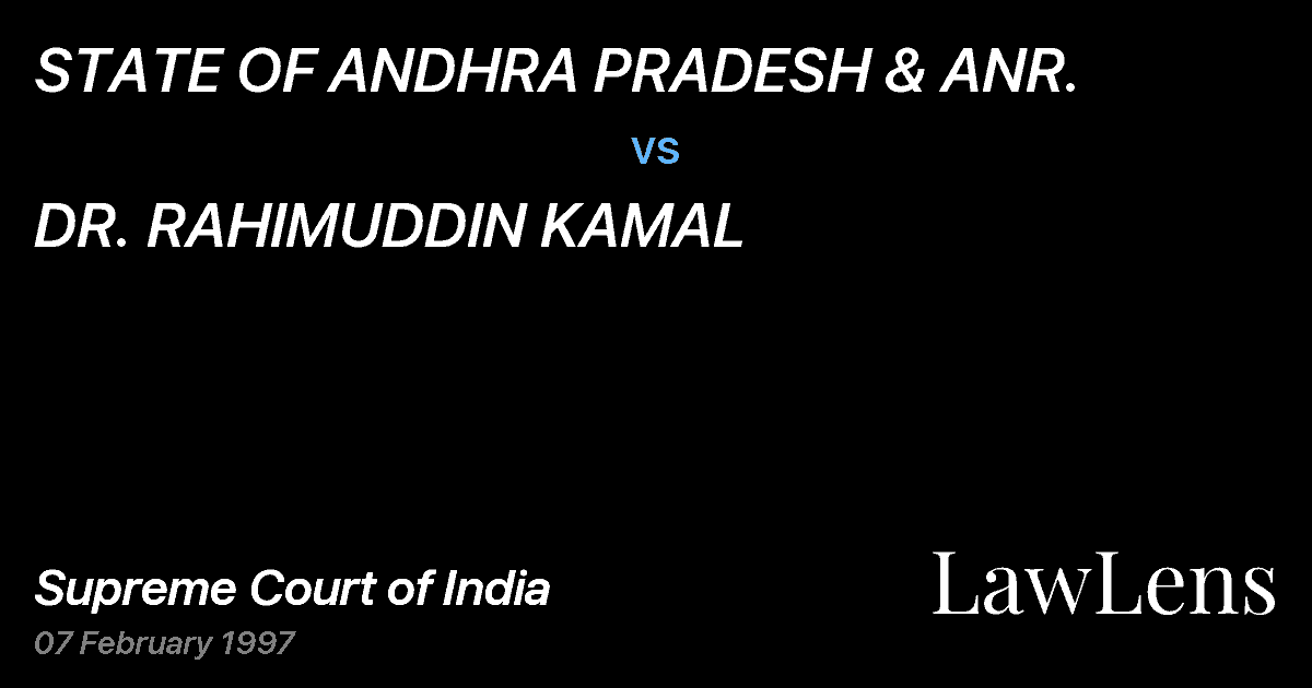 Preview image for STATE OF ANDHRA PRADESH & ANR. vs. DR. RAHIMUDDIN KAMAL