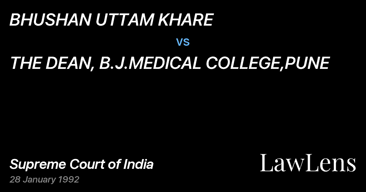 Preview image for BHUSHAN UTTAM KHARE vs. THE DEAN, B.J.MEDICAL COLLEGE,PUNE