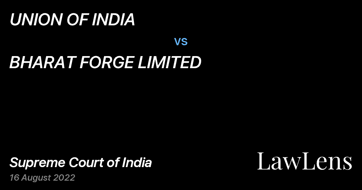 Preview image for UNION OF INDIA vs. BHARAT FORGE LIMITED