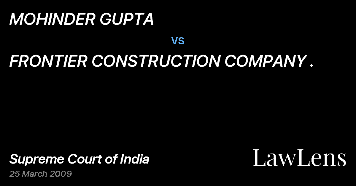 Preview image for MOHINDER GUPTA vs. FRONTIER CONSTRUCTION COMPANY .