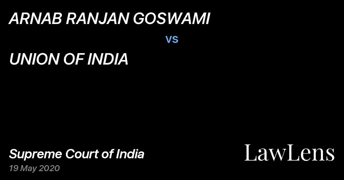 Preview image for ARNAB RANJAN GOSWAMI vs. UNION OF INDIA