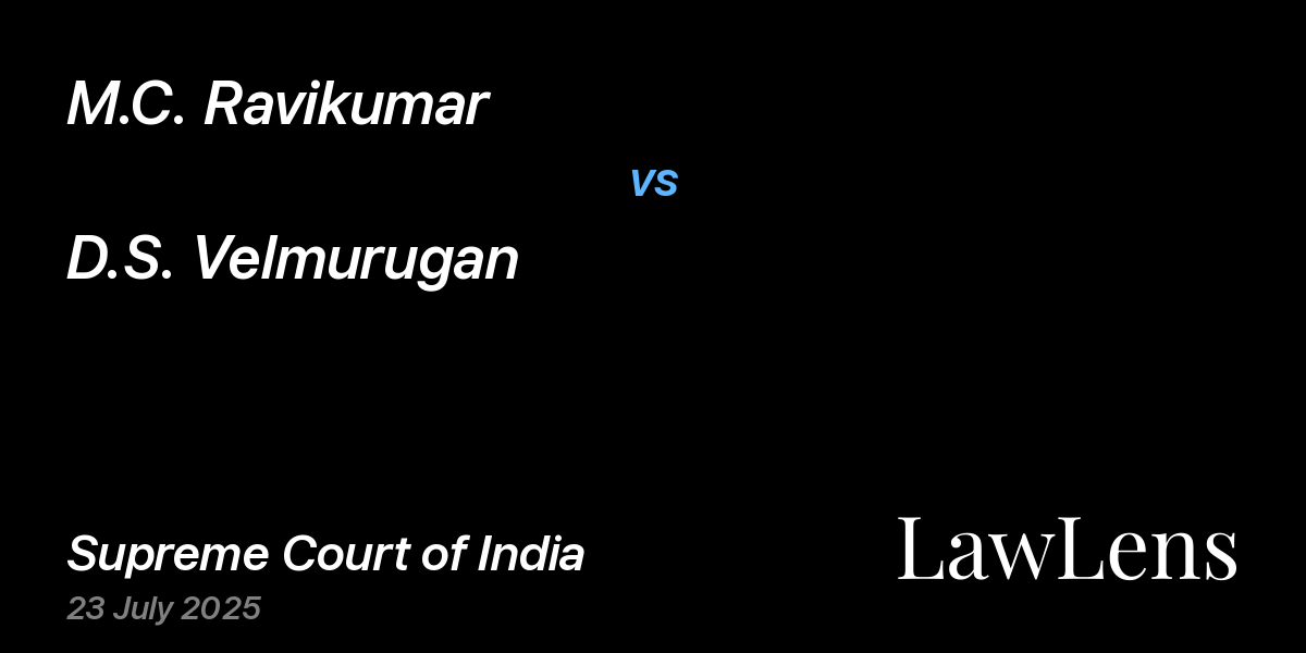 Preview image for M.C. Ravikumar vs. D.S. Velmurugan