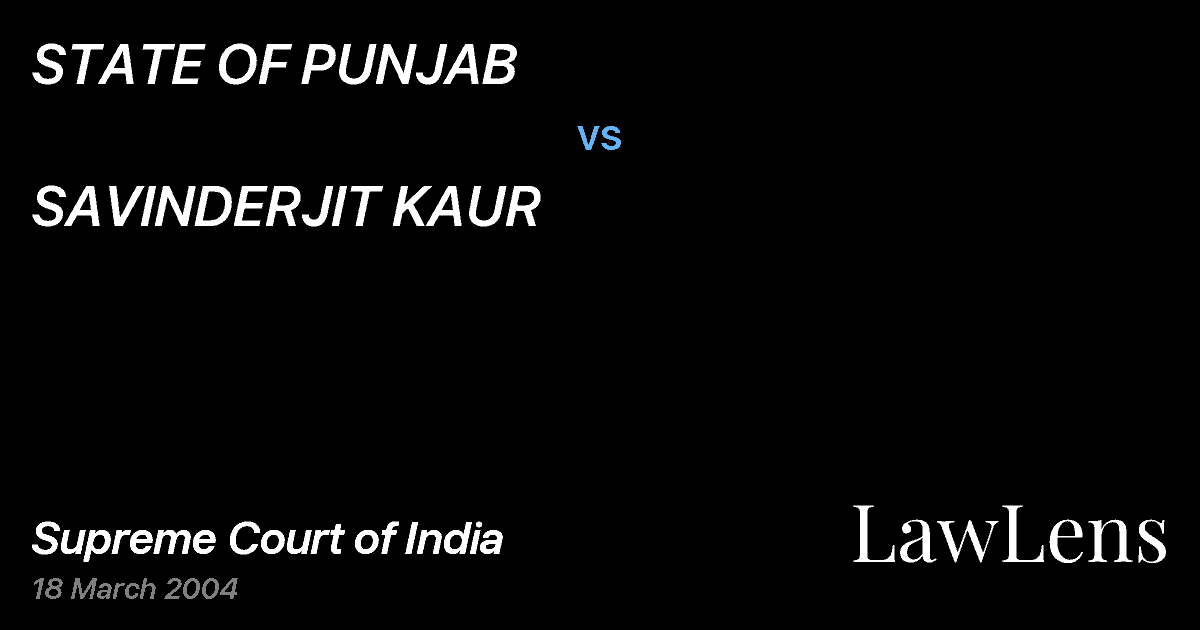 Preview image for STATE OF PUNJAB vs. SAVINDERJIT KAUR
