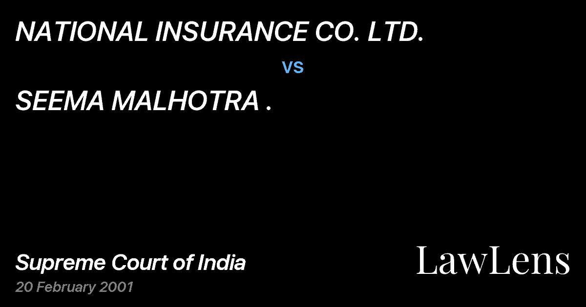Preview image for NATIONAL INSURANCE CO. LTD. vs. SEEMA MALHOTRA .