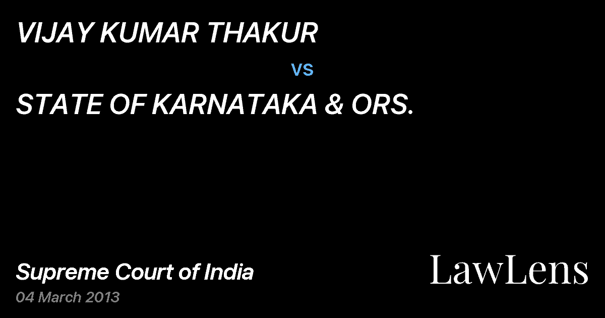 Preview image for VIJAY KUMAR THAKUR vs. STATE OF KARNATAKA & ORS.