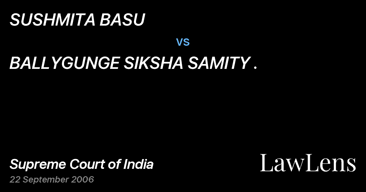 Preview image for SUSHMITA BASU vs. BALLYGUNGE SIKSHA SAMITY .