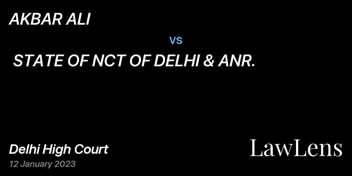 Preview image for AKBAR ALI vs. STATE OF NCT OF DELHI & ANR.