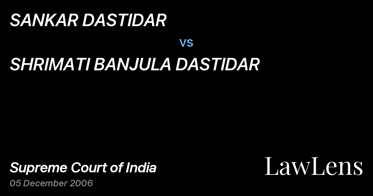Preview image for SANKAR DASTIDAR vs. SHRIMATI BANJULA DASTIDAR