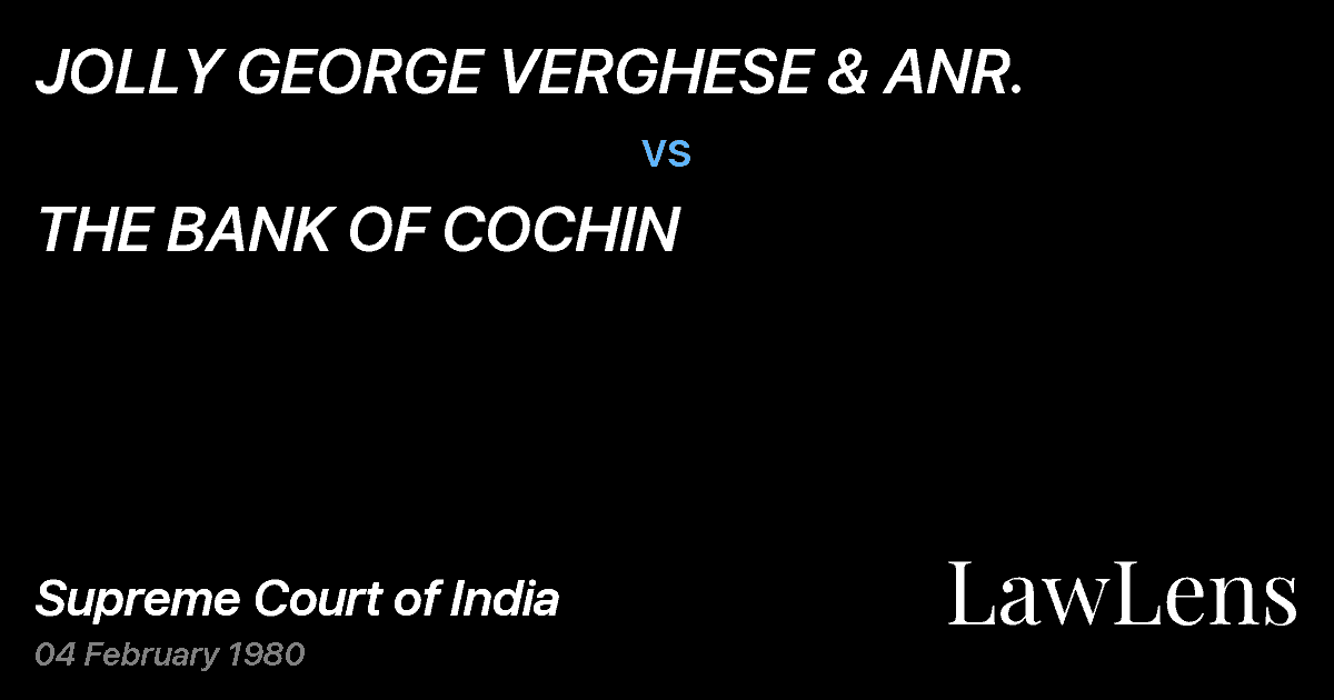 Preview image for JOLLY GEORGE VERGHESE & ANR. vs. THE BANK OF COCHIN