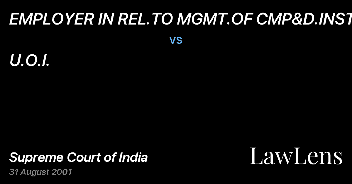 Preview image for EMPLOYER IN REL.TO MGMT.OF CMP&D.INST. vs. U.O.I.