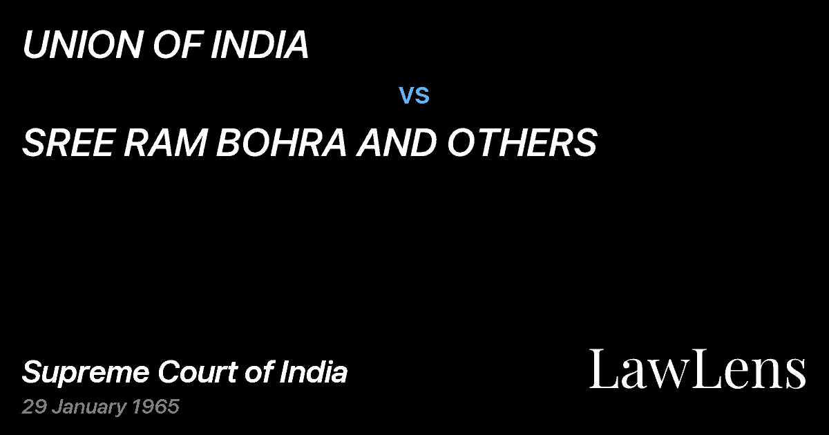 Preview image for UNION OF INDIA vs. SREE RAM BOHRA AND OTHERS