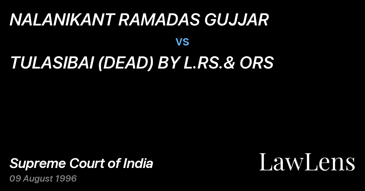 Preview image for NALANIKANT RAMADAS GUJJAR vs. TULASIBAI (DEAD) BY L.RS.& ORS