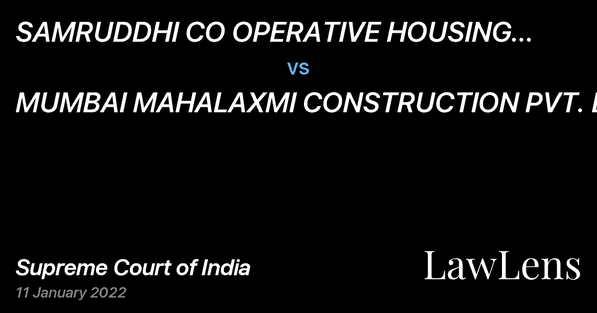 Preview image for SAMRUDDHI CO OPERATIVE HOUSING SOCIETY LTD. vs. MUMBAI MAHALAXMI CONSTRUCTION PVT. LTD.