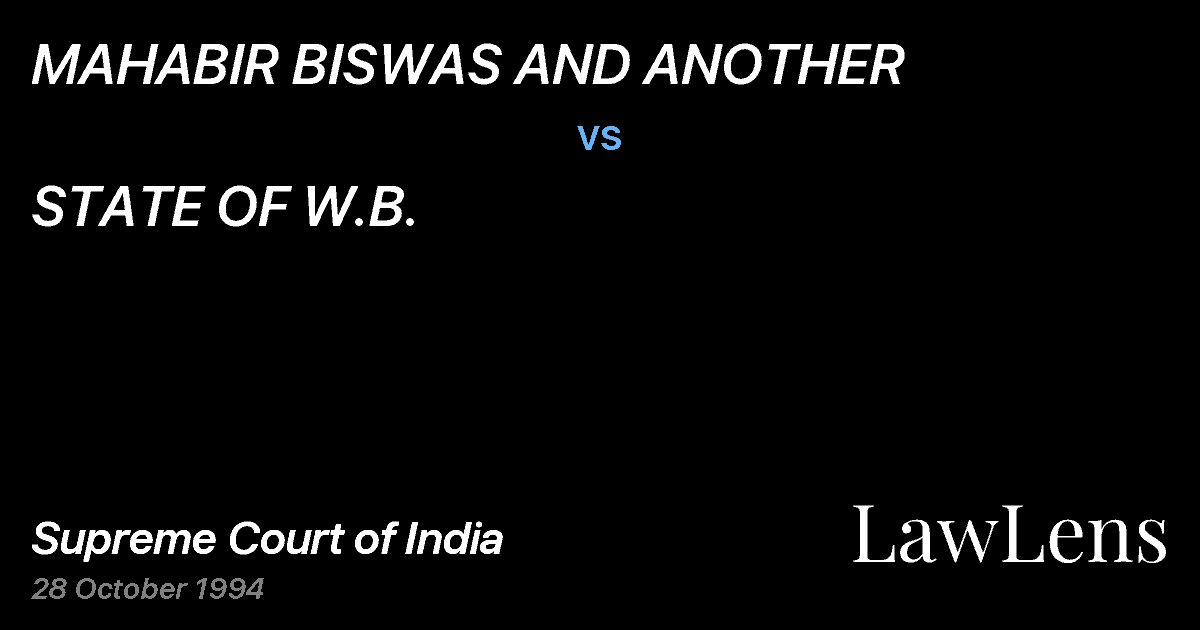 Preview image for MAHABIR BISWAS AND ANOTHER vs. STATE OF W.B.