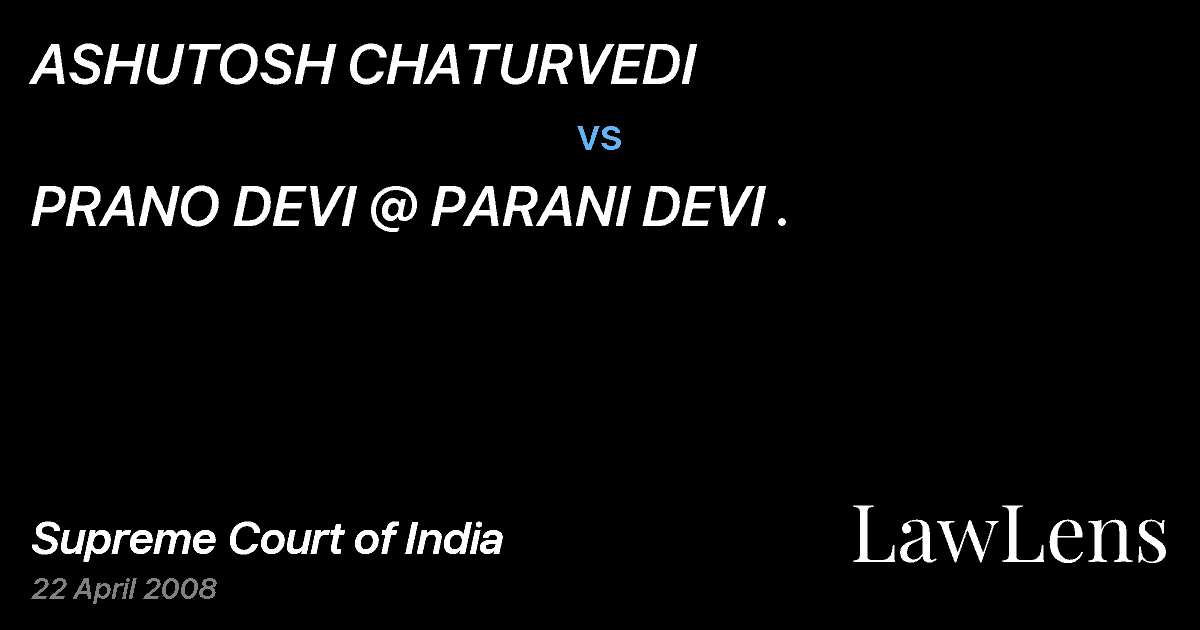 Preview image for ASHUTOSH CHATURVEDI vs. PRANO DEVI @ PARANI DEVI .