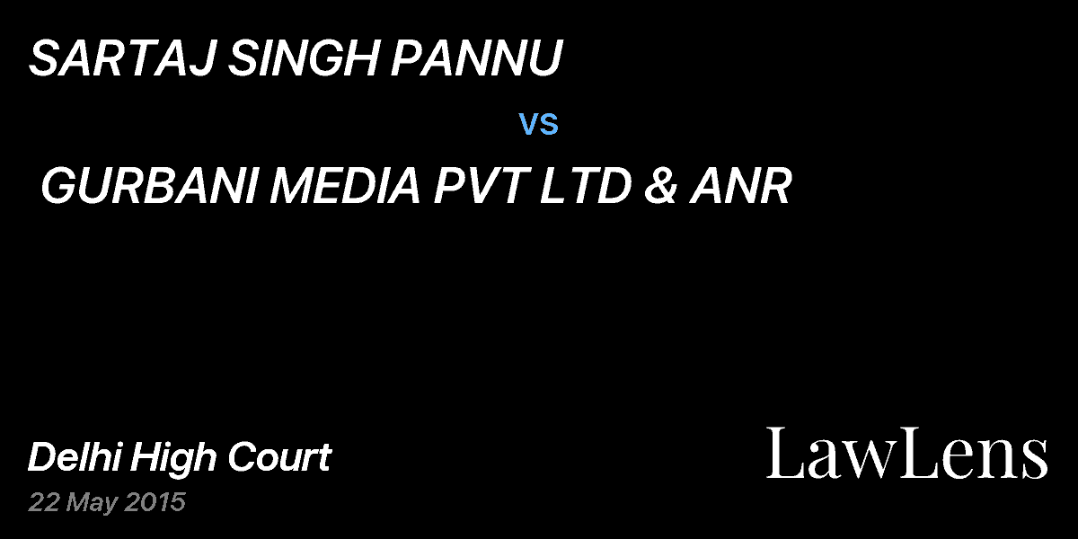 Preview image for SARTAJ SINGH PANNU vs. GURBANI MEDIA PVT LTD & ANR