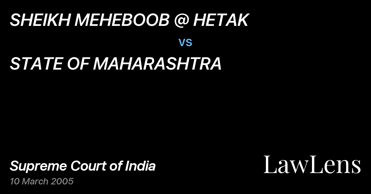Preview image for SHEIKH MEHEBOOB @ HETAK vs. STATE OF MAHARASHTRA
