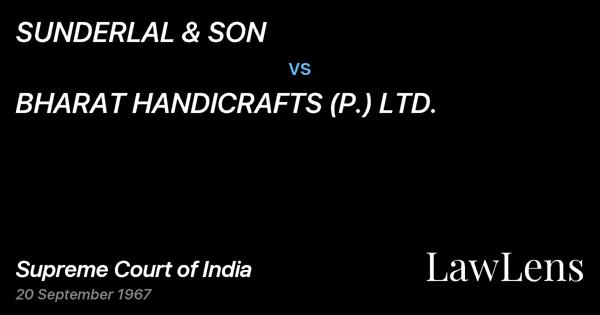 Preview image for SUNDERLAL & SON vs. BHARAT HANDICRAFTS (P.) LTD.