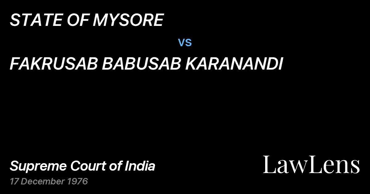 Preview image for STATE OF MYSORE vs. FAKRUSAB BABUSAB KARANANDI