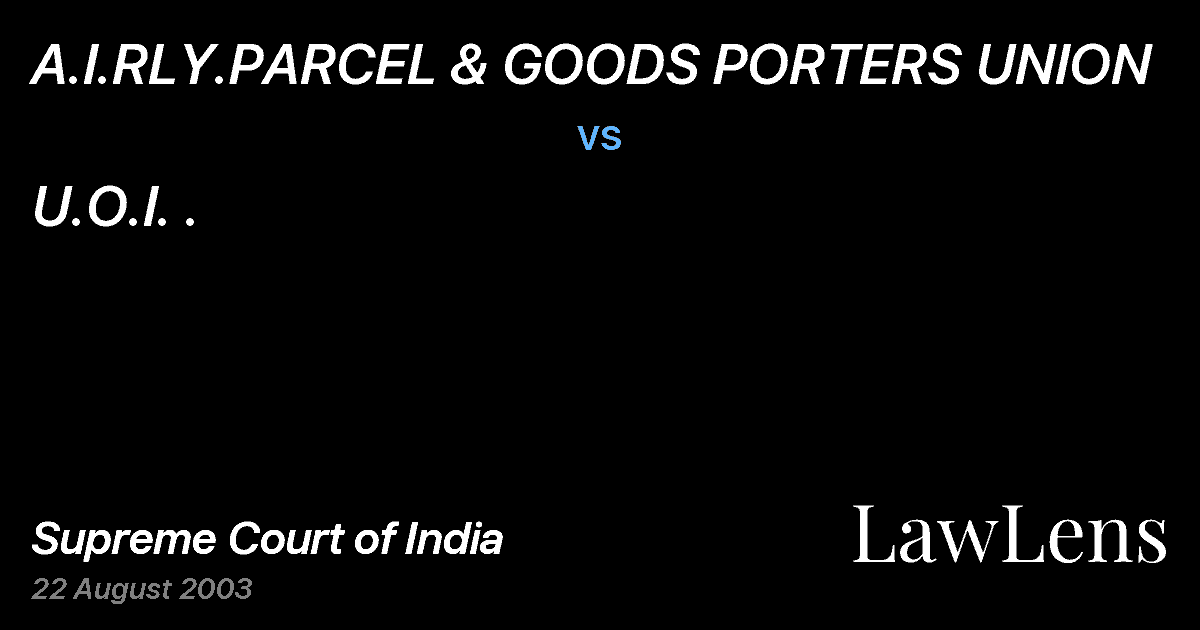 Preview image for A.I.RLY.PARCEL & GOODS PORTERS UNION vs. U.O.I. .