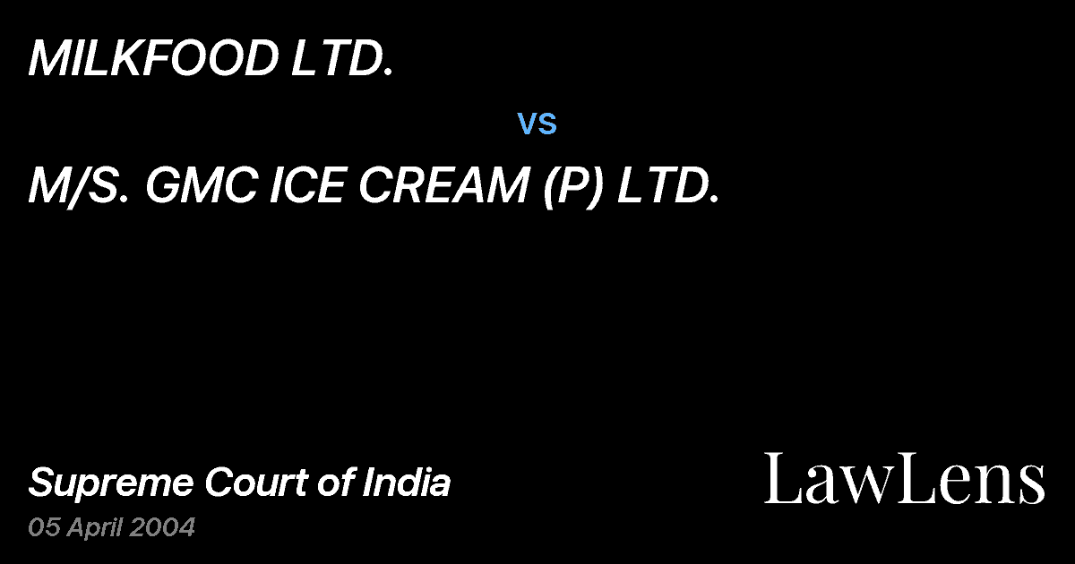 Preview image for MILKFOOD LTD. vs. M/S. GMC ICE CREAM (P) LTD.