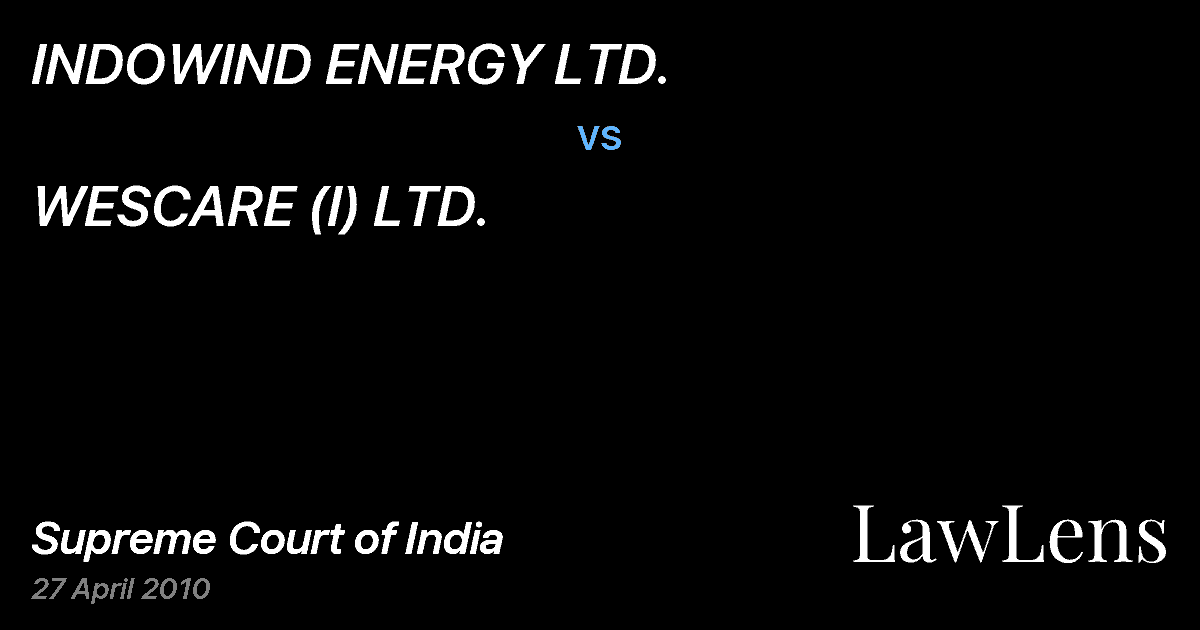 Preview image for INDOWIND ENERGY LTD. vs. WESCARE (I) LTD.