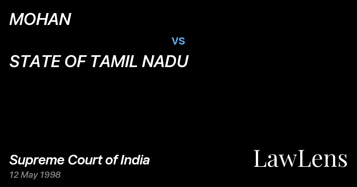 Preview image for MOHAN vs. STATE OF TAMIL NADU