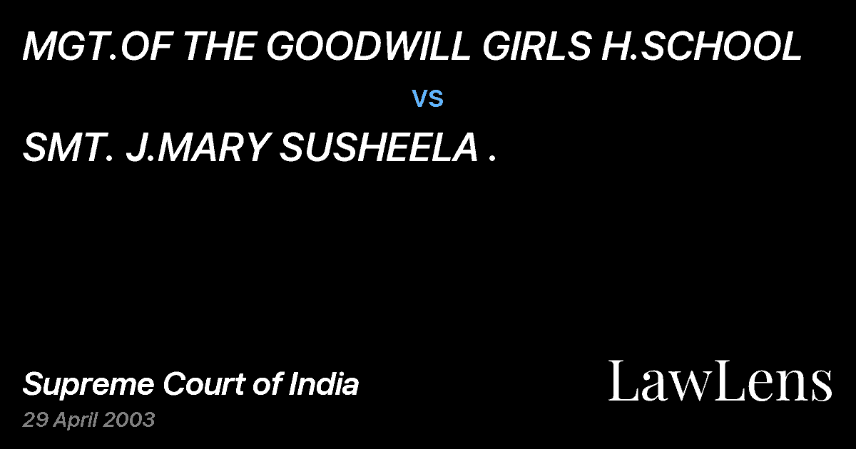 Preview image for MGT.OF THE GOODWILL GIRLS H.SCHOOL vs. SMT. J.MARY SUSHEELA .