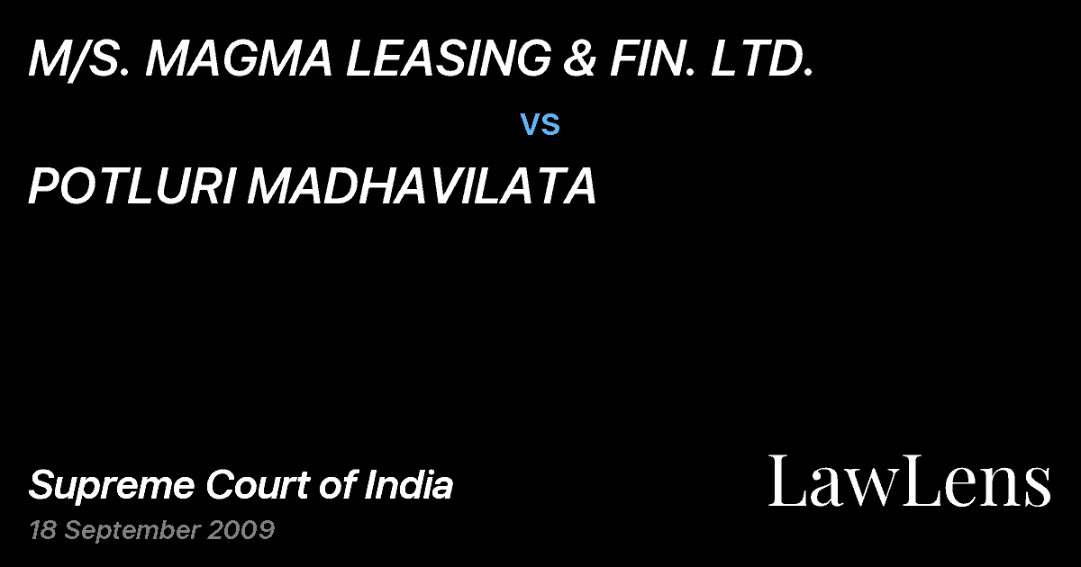 Preview image for M/S. MAGMA LEASING & FIN. LTD. vs. POTLURI MADHAVILATA