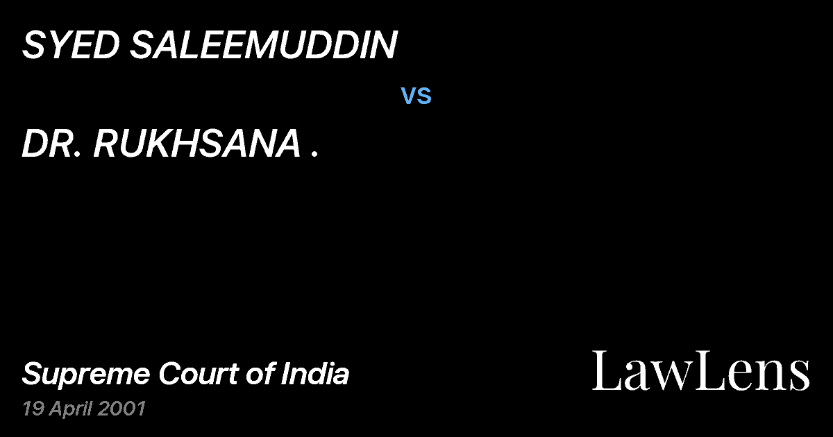 Preview image for SYED SALEEMUDDIN vs. DR. RUKHSANA .