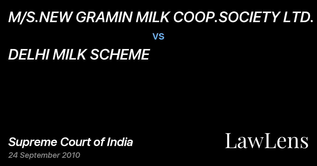 Preview image for M/S.NEW GRAMIN MILK COOP.SOCIETY LTD. vs. DELHI MILK SCHEME