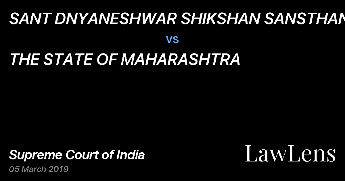 Preview image for SANT DNYANESHWAR SHIKSHAN SANSTHAN vs. THE STATE OF MAHARASHTRA