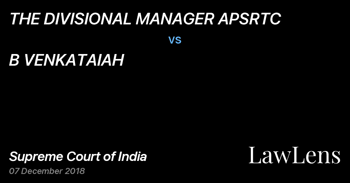 Preview image for THE DIVISIONAL MANAGER APSRTC vs. B VENKATAIAH