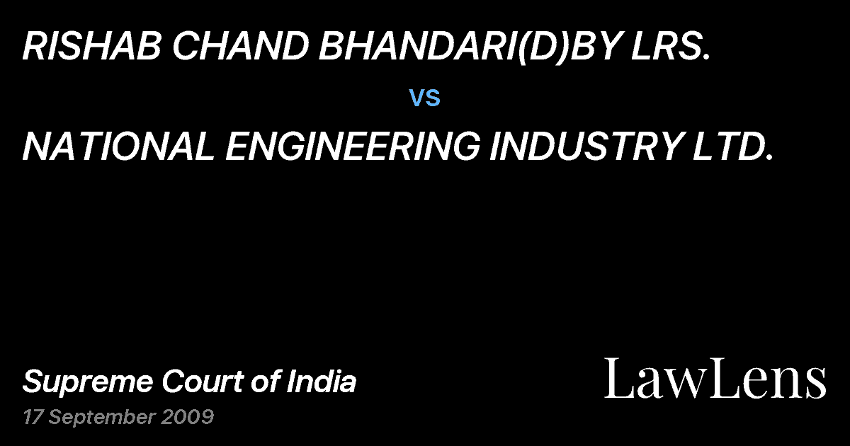 Preview image for RISHAB CHAND BHANDARI(D)BY LRS. vs. NATIONAL ENGINEERING INDUSTRY LTD.