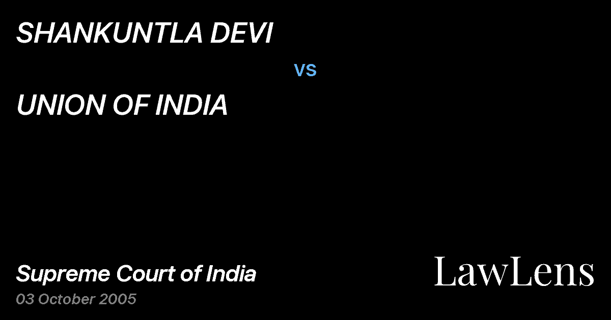 Preview image for SHANKUNTLA DEVI vs. UNION OF INDIA