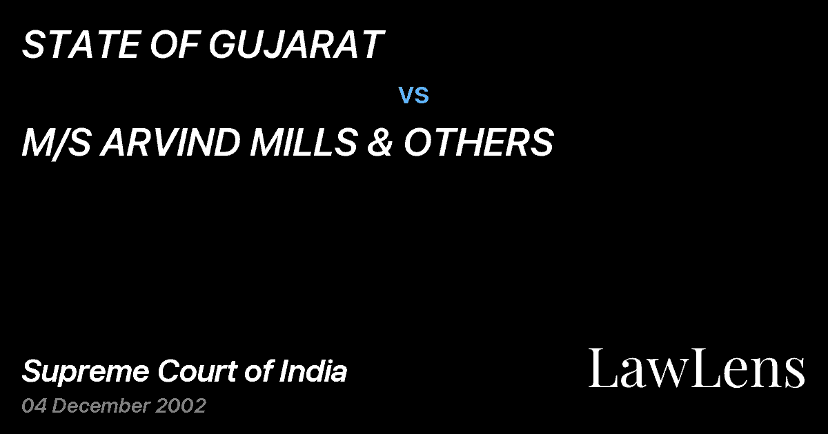 Preview image for STATE OF GUJARAT vs. M/S ARVIND MILLS & OTHERS