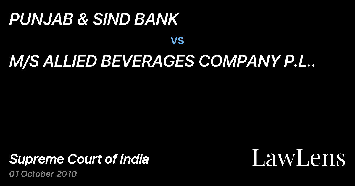 Preview image for PUNJAB & SIND BANK vs. M/S ALLIED BEVERAGES COMPANY P.L..