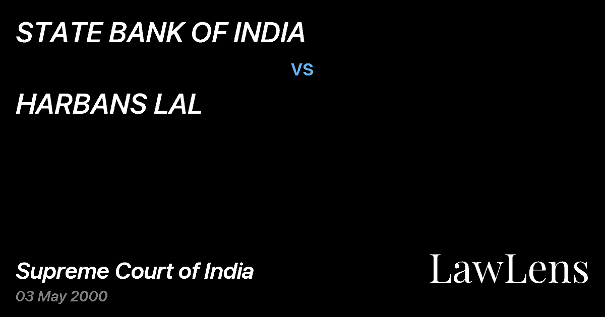 Preview image for STATE BANK OF INDIA vs. HARBANS LAL