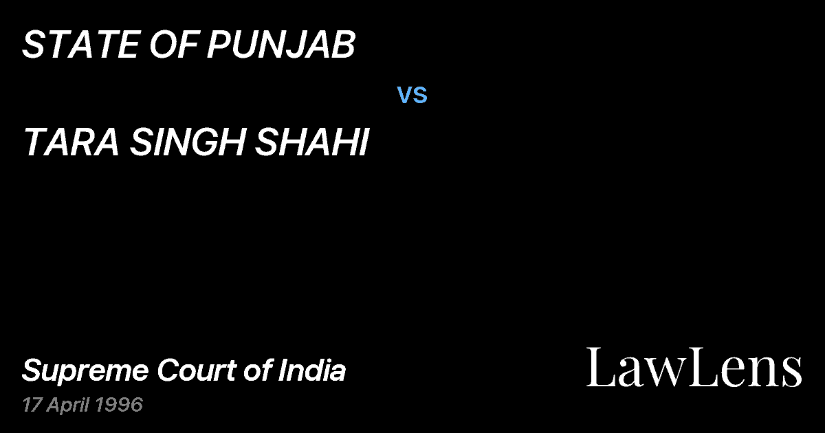 Preview image for STATE OF PUNJAB vs. TARA SINGH SHAHI