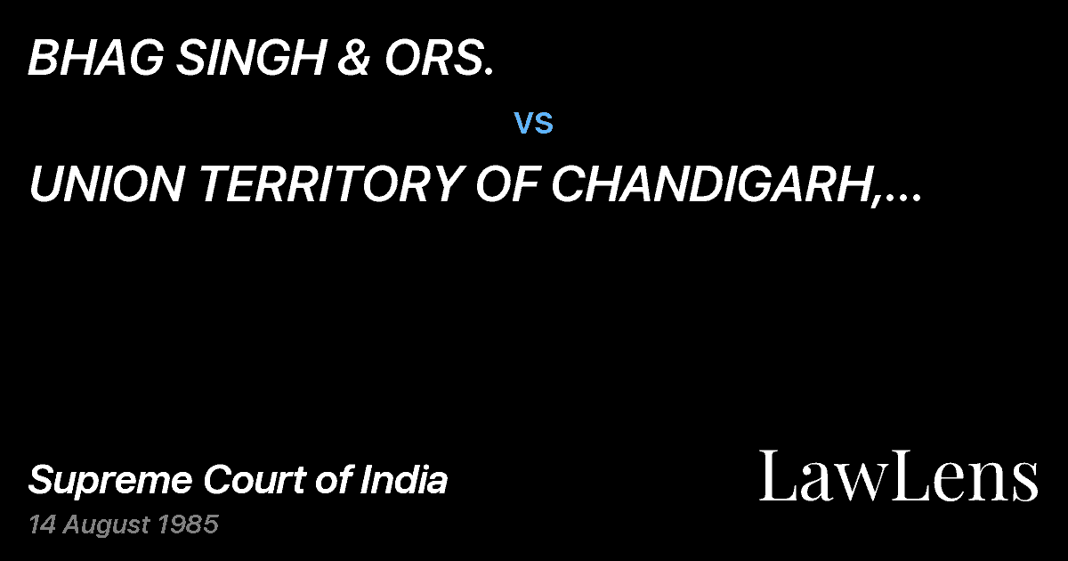 Preview image for BHAG SINGH & ORS. vs. UNION TERRITORY OF CHANDIGARH, THROUGH THE LAND ACQUISITION