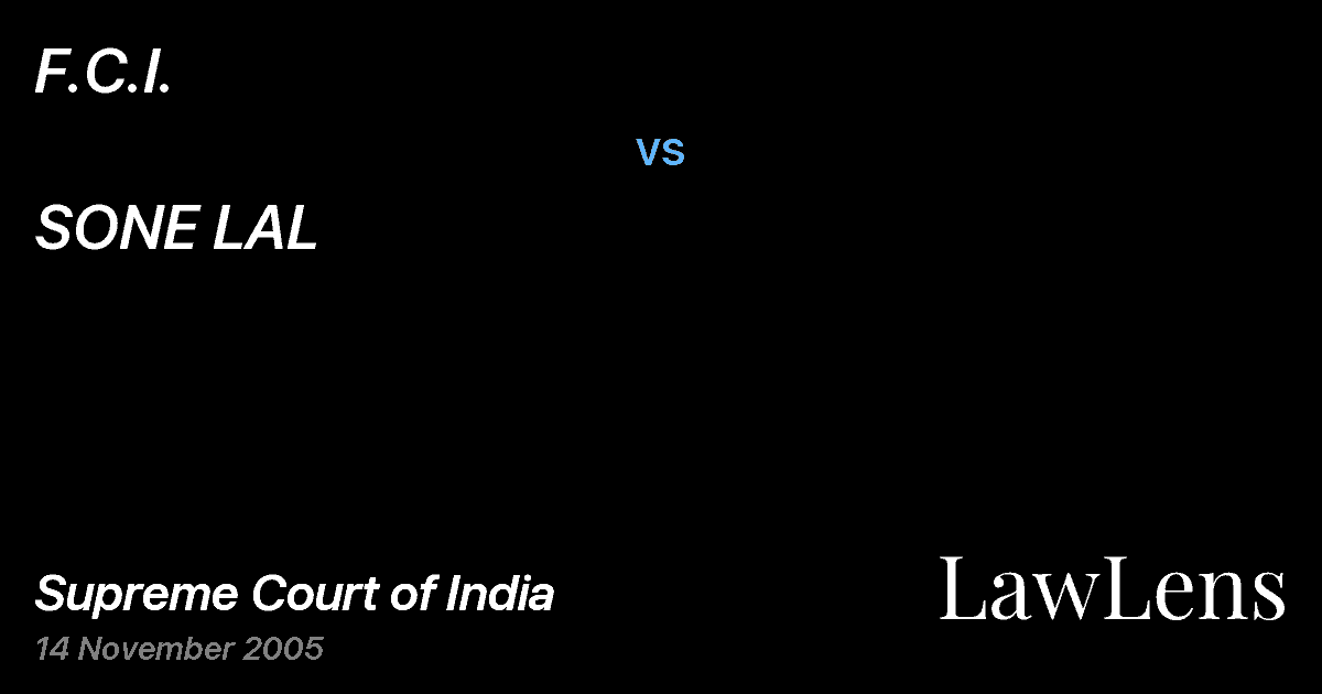 Preview image for F.C.I. vs. SONE LAL
